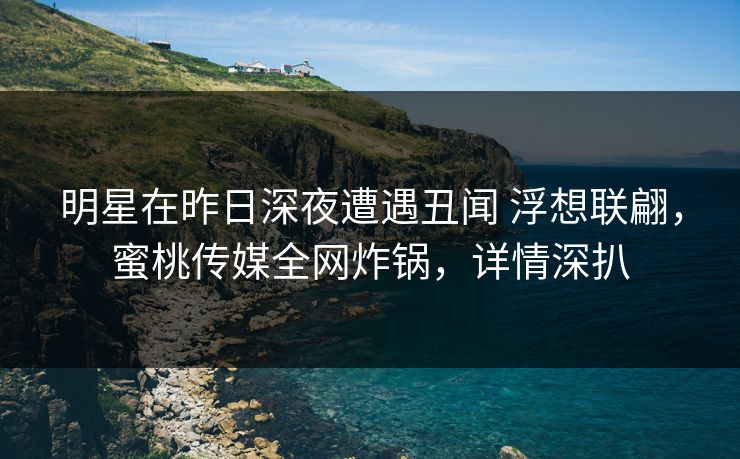 明星在昨日深夜遭遇丑闻 浮想联翩，蜜桃传媒全网炸锅，详情深扒
