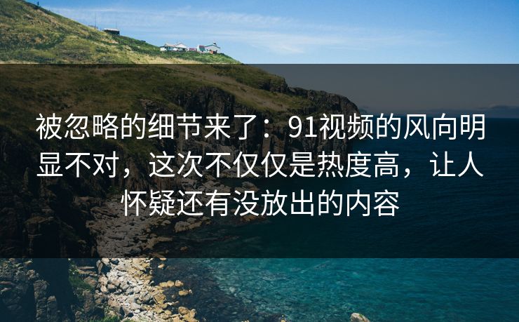 被忽略的细节来了：91视频的风向明显不对，这次不仅仅是热度高，让人怀疑还有没放出的内容
